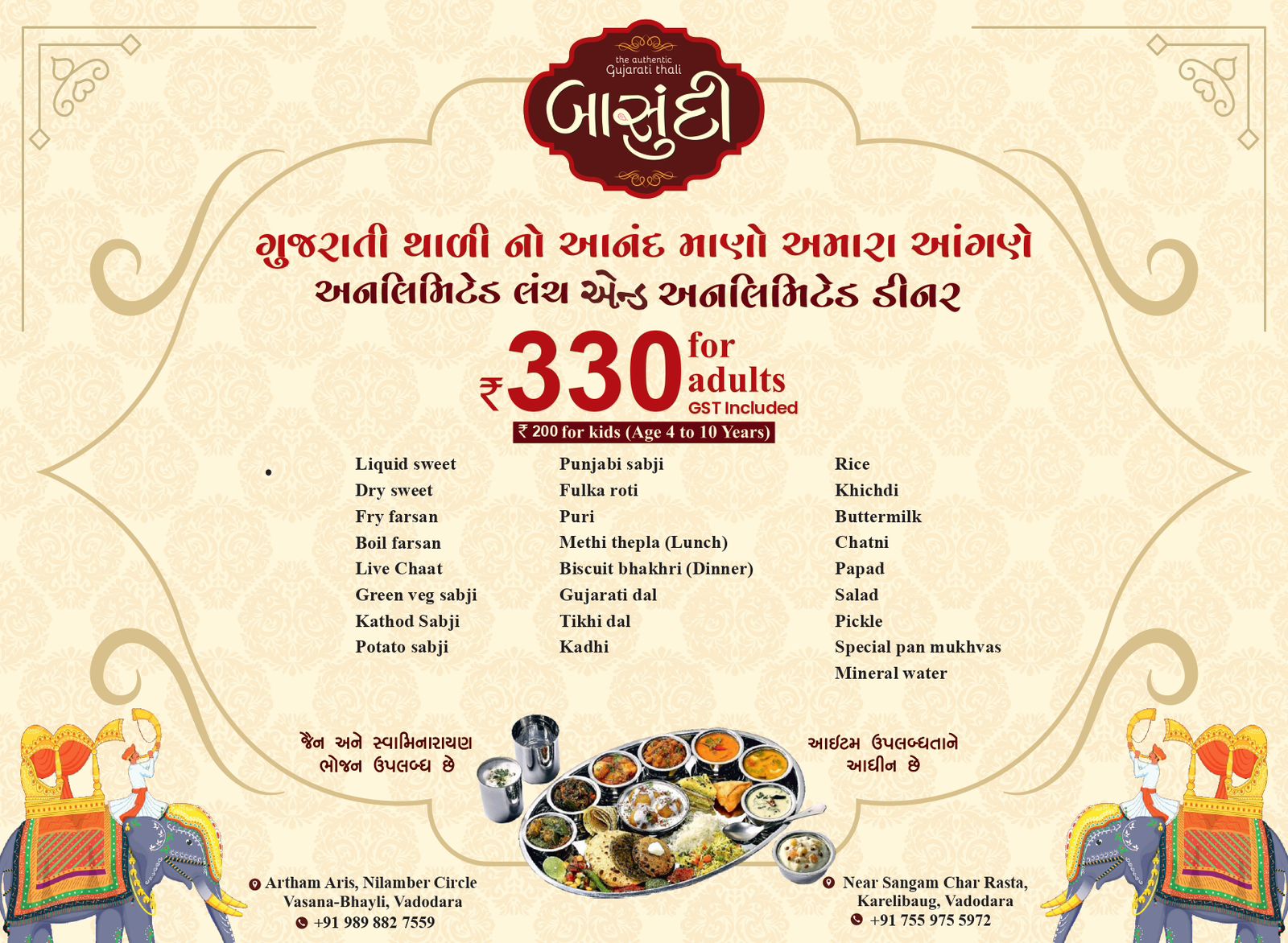 Basundi Gujrati Thali